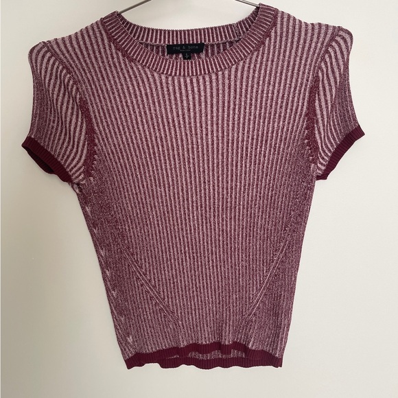 Rag & bone Ribbed Knit Top T Shirt Raspberry Pink - Picture 2 of 11